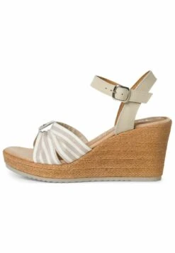 Tamaris Sandales Compensées - Beige Stripes 404