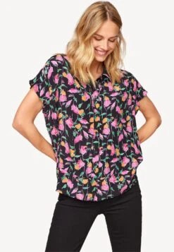 Tamaris Almada Aop Half Sleeve - Chemisier - Schwarz