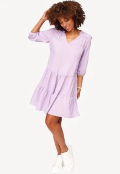 Tamaris Robe De Jour - Lavender Dusty Orange Striped