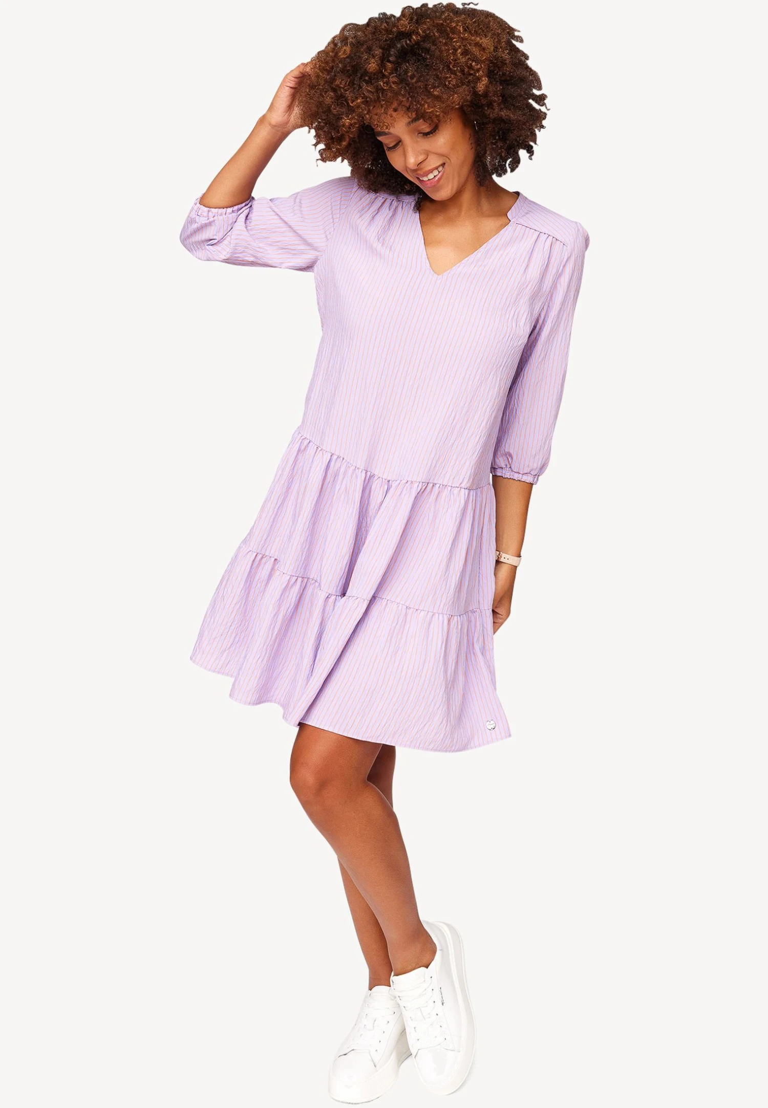 Tamaris Robe De Jour - Lavender Dusty Orange Striped 1 Tamaris Robe De Jour - Lavender Dusty Orange Striped