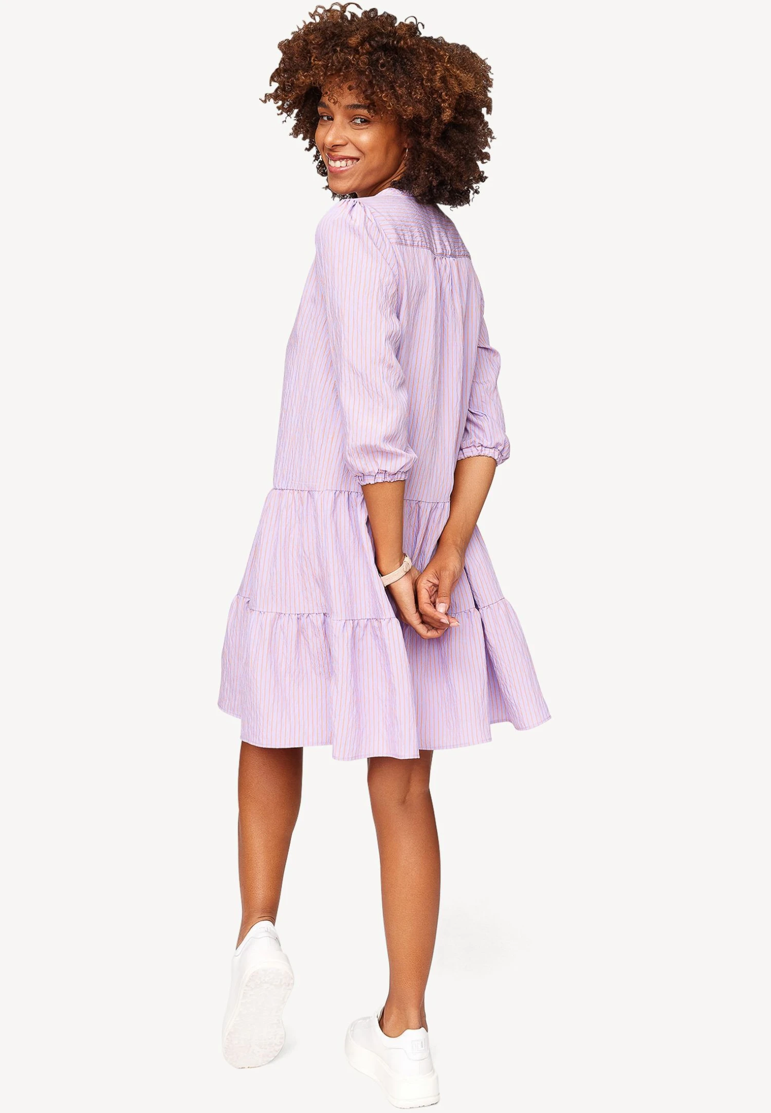 Tamaris Robe De Jour - Lavender Dusty Orange Striped 2 Tamaris Robe De Jour - Lavender Dusty Orange Striped â Image 2