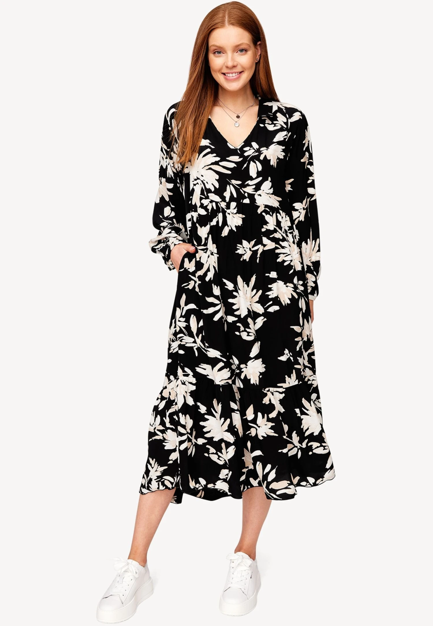 Tamaris Auburn Aop Long Trapes Collar - Robe De Jour - Schwarz 1 Tamaris Auburn Aop Long Trapes Collar - Robe De Jour - Schwarz