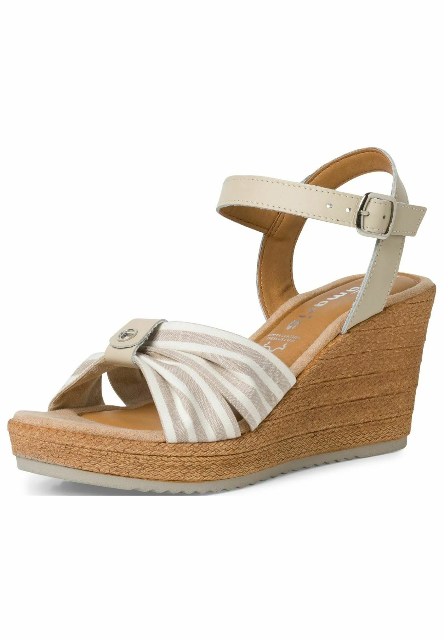 Tamaris Sandales Compensées - Beige Stripes 404 2 Tamaris Sandales Compensées - Beige Stripes 404 – Image 2