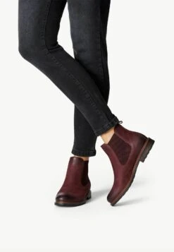 Tamaris Chelsea - Boots À Talons - Red Nubuc