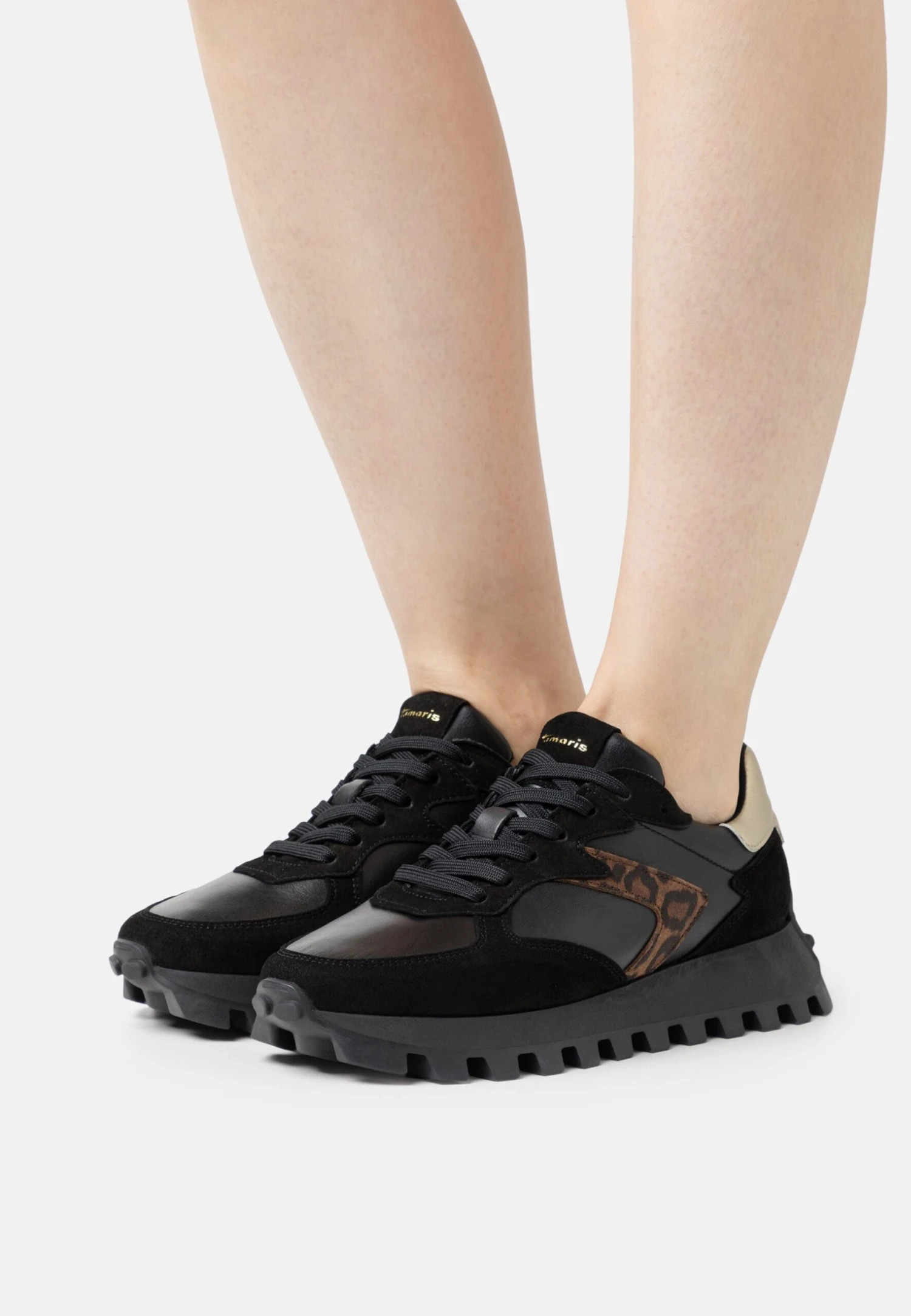 Tamaris Baskets Basses - Black/Leopard 1 Tamaris Baskets Basses - Black/Leopard