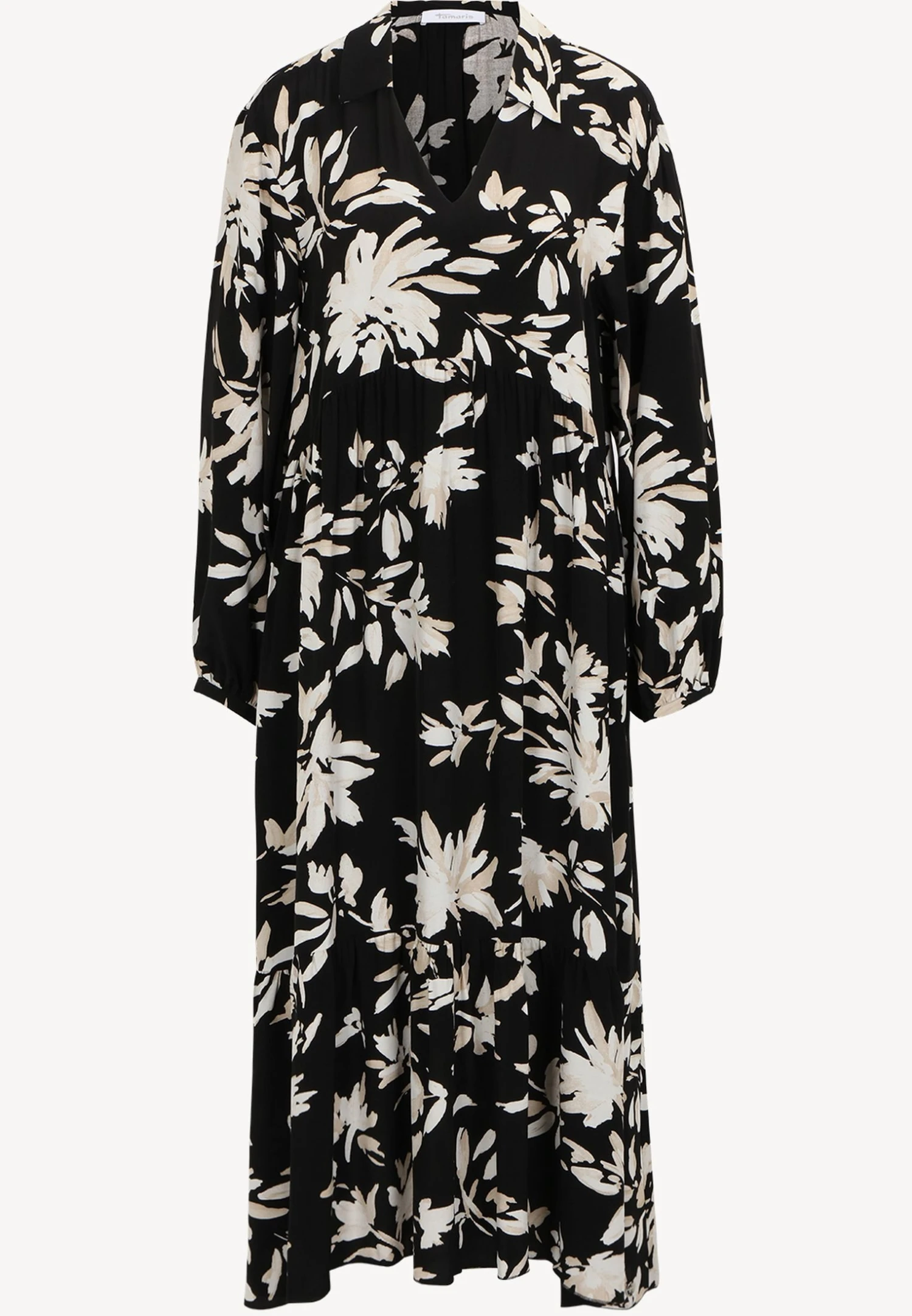 Tamaris Auburn Aop Long Trapes Collar - Robe De Jour - Schwarz 3 Tamaris Auburn Aop Long Trapes Collar - Robe De Jour - Schwarz – Image 3