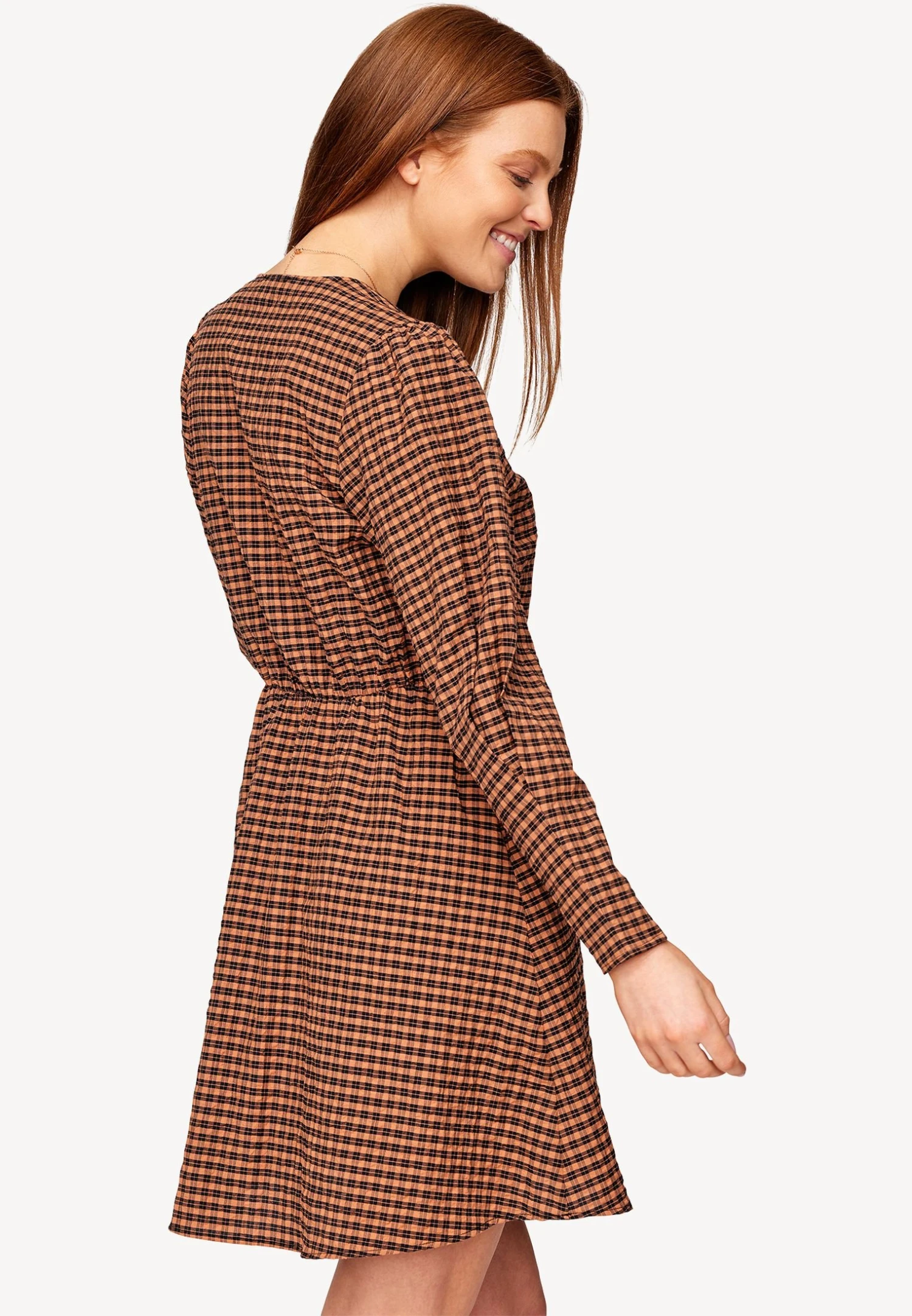 Tamaris Robe De Jour - Pecan Brown Check 2 Tamaris Robe De Jour - Pecan Brown Check – Image 2